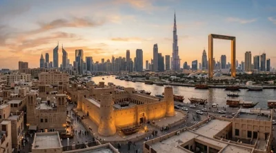 al-fahidi-fort-dubai-creek-sunset-panorama